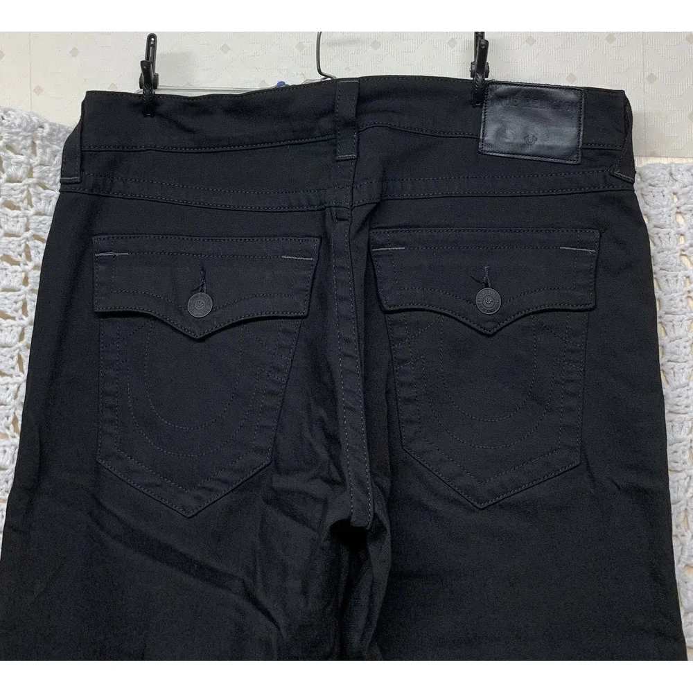 True Religion Geno Jeans Mens Tag 33 Fits 34x33 Black Relaxed Slim Straight‎